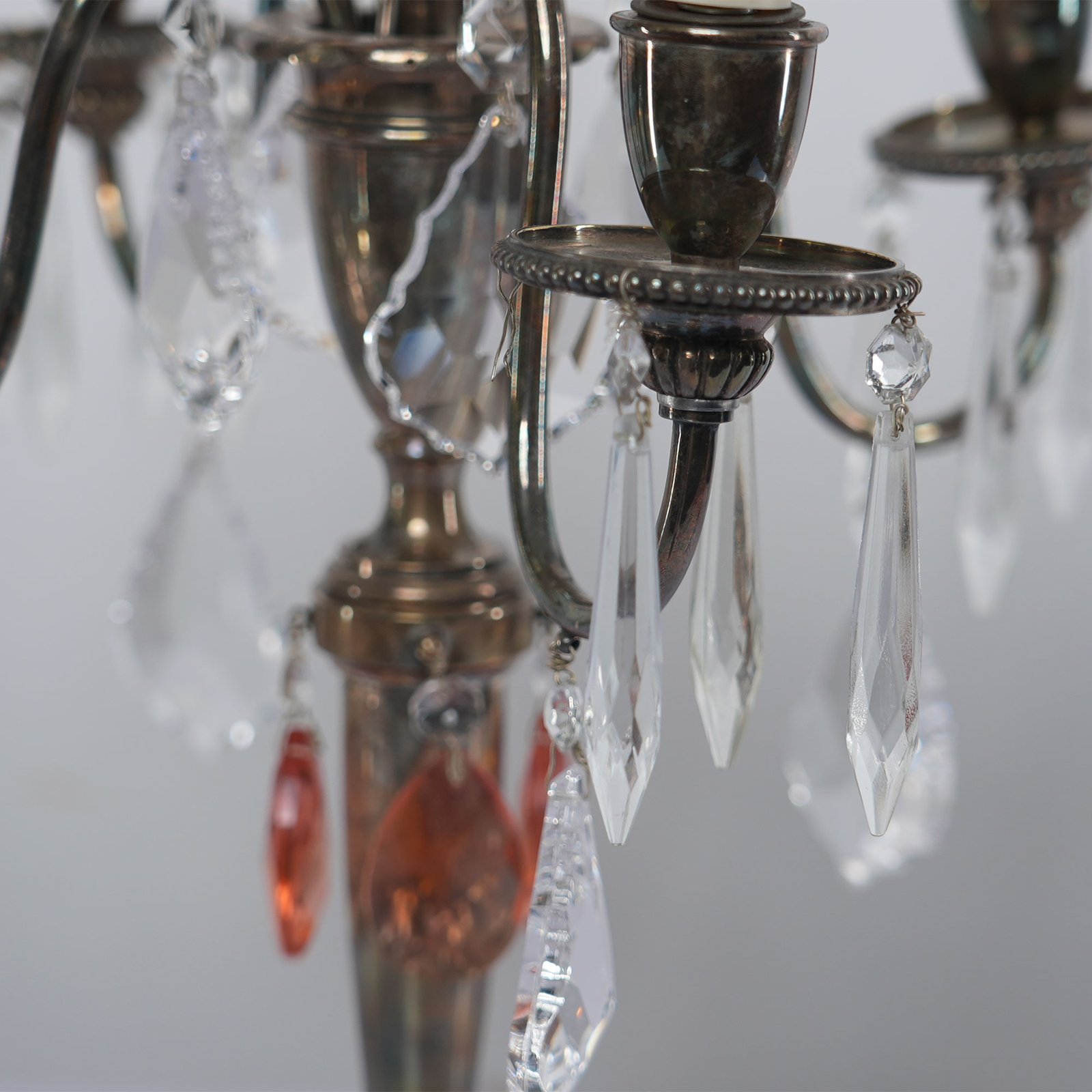 Pair of French Silver-Plated Girandole Candelabra Lamps France, Circa 1920 – photo 3