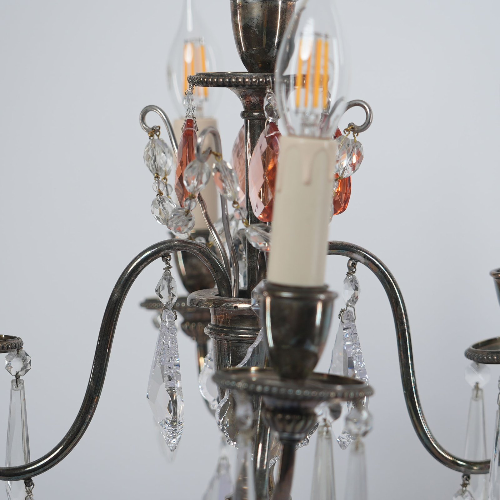 Pair of French Silver-Plated Girandole Candelabra Lamps France, Circa 1920 – photo 4