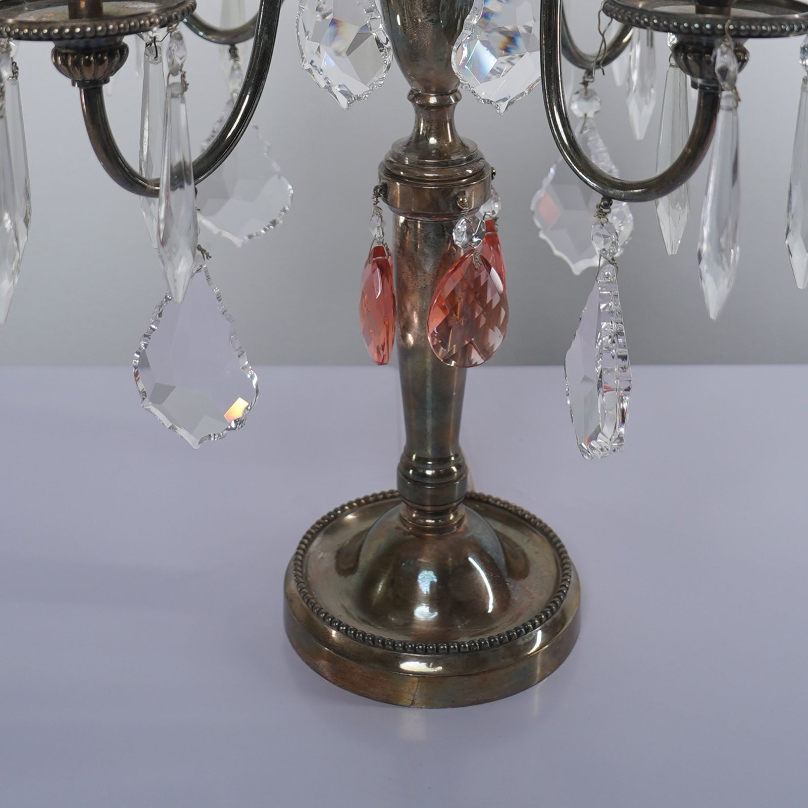 Pair of French Silver-Plated Girandole Candelabra Lamps France, Circa 1920 – photo 5