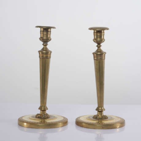 Antique French Gilt Bronze Candlesticks Late 19th Century, Neoclassical Influence