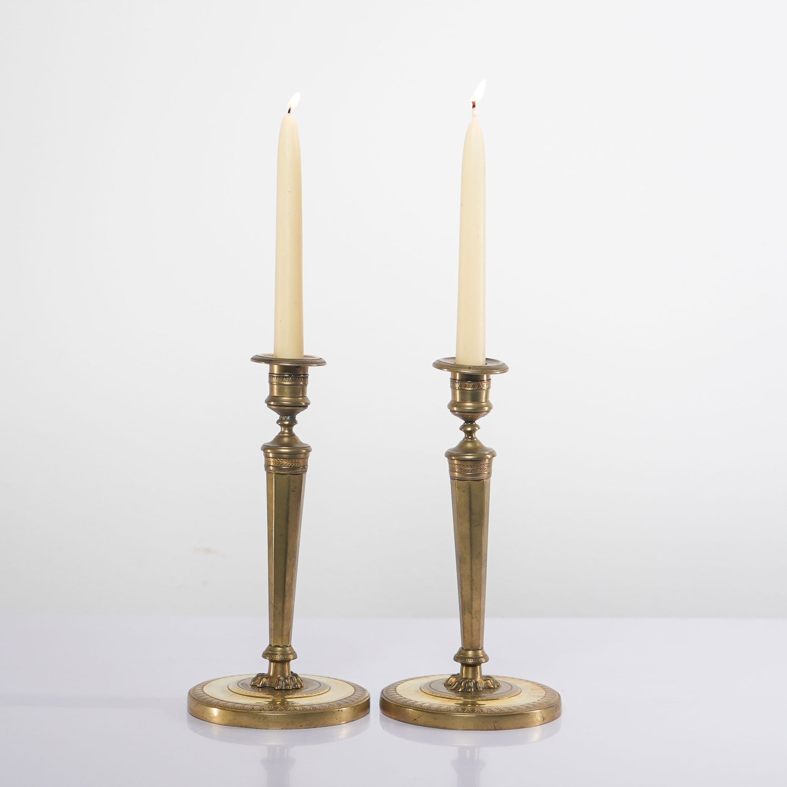 Antique French Gilt Bronze Candlesticks Late 19th Century, Neoclassical Influence – photo 4