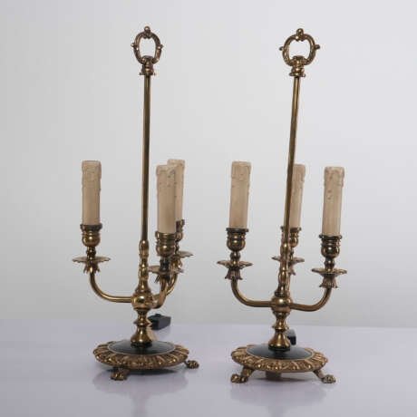 Antique French Brass Candelabra pair of Lamp Late 19th Century, Electrified