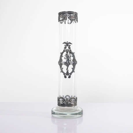 Topázio Portugal Art Nouveau Glass Vase with Silver Mounts Portugal, Art Nouveau Style