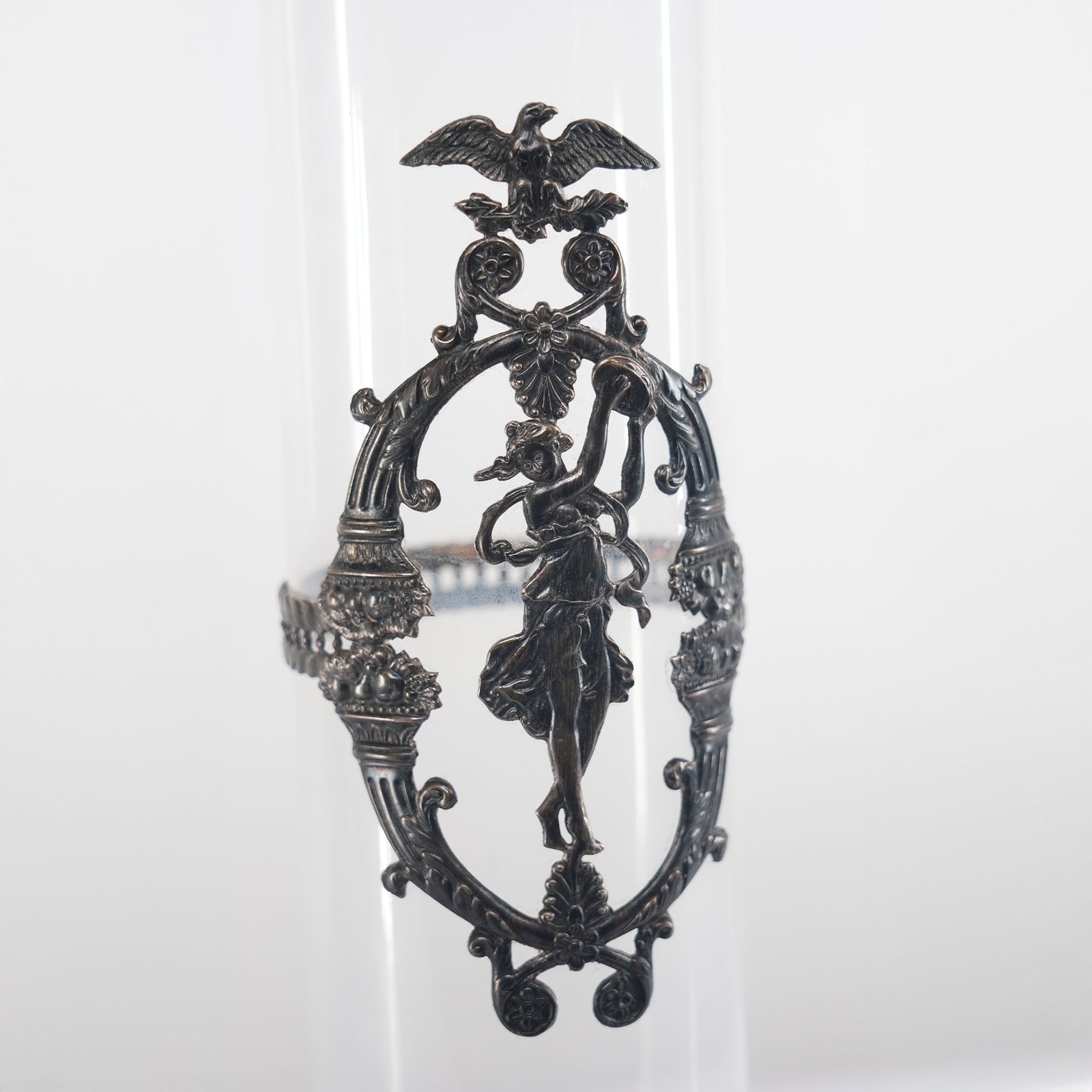 Topázio Portugal Art Nouveau Glass Vase with Silver Mounts Portugal, Art Nouveau Style – photo 2