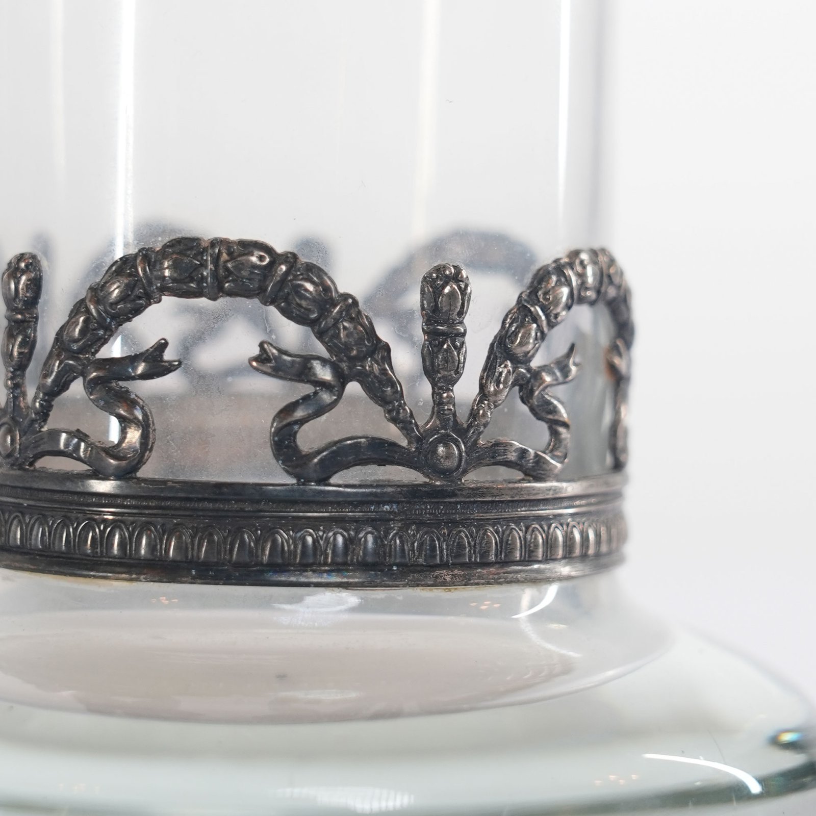 Topázio Portugal Art Nouveau Glass Vase with Silver Mounts Portugal, Art Nouveau Style – photo 3