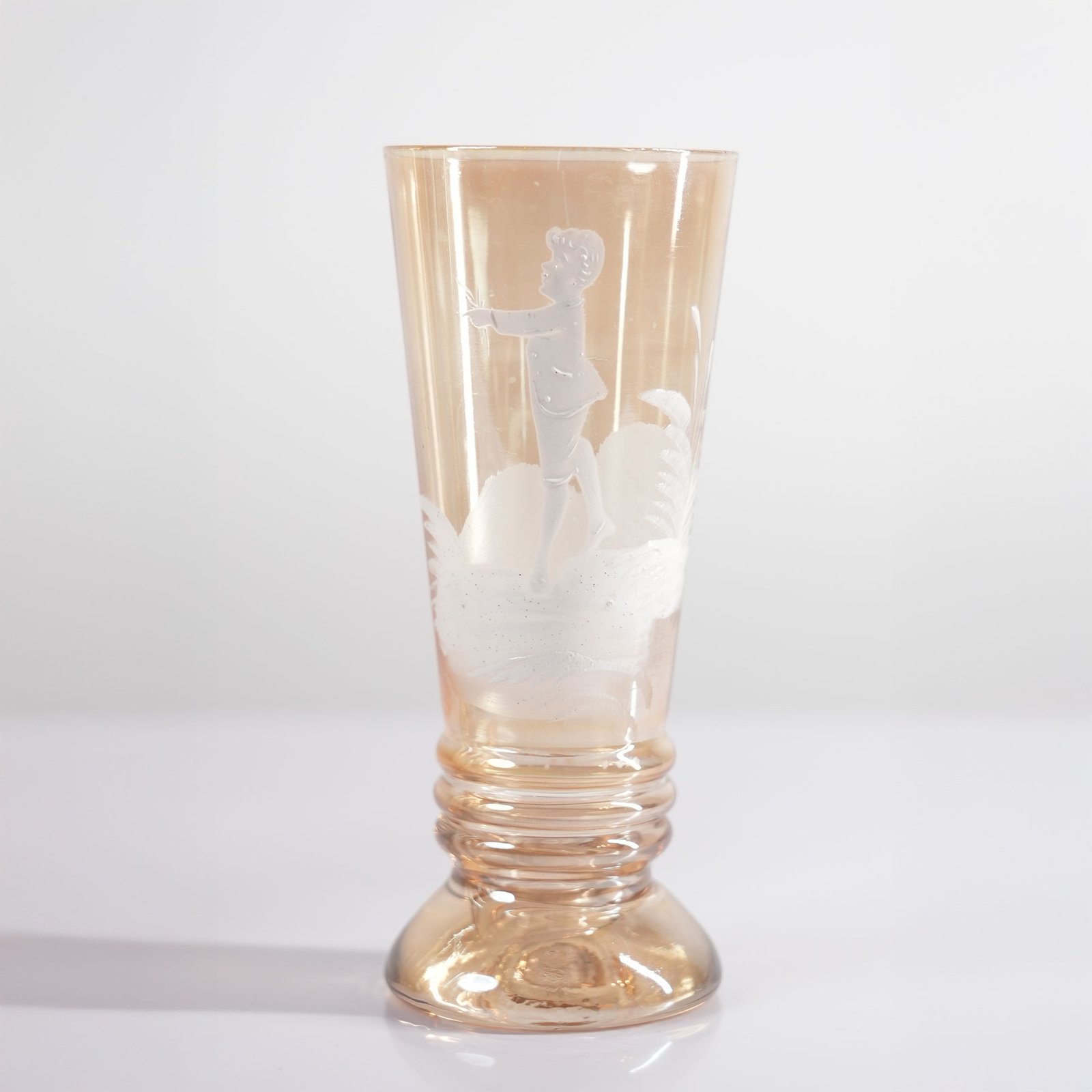 Mary Gregory Amber Glass Set with Pewter Lid Pitcher Central Europe, Circa 1880 – photo 6