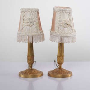 Pair of French Antique Louis XVI Style Gilt Bronze Table Lamps