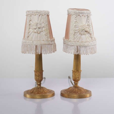 Pair of French Antique Louis XVI Style Gilt Bronze Table Lamps