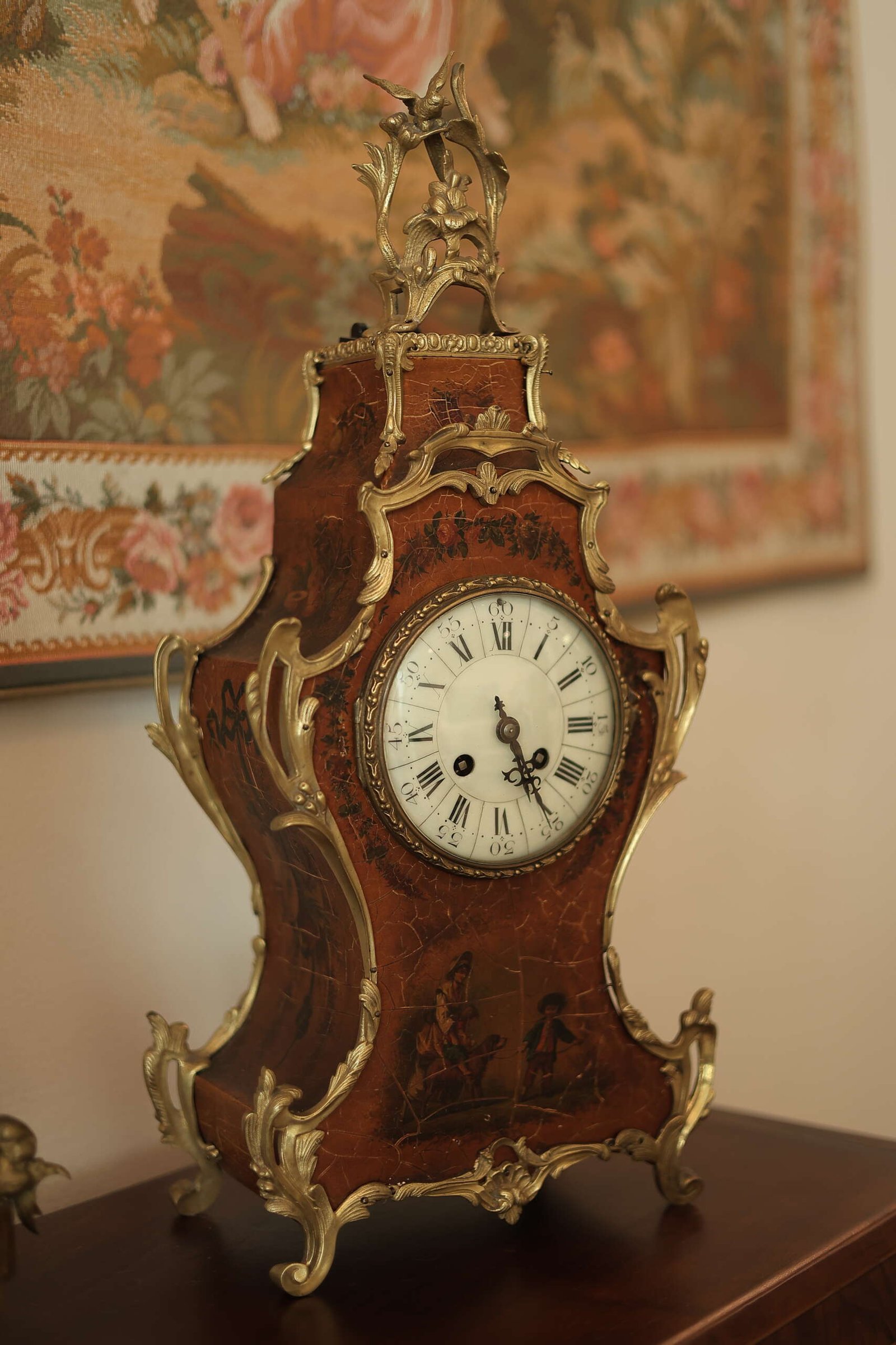 Antique French Vernis Martin Mantel Clock, Japy Frères Movement, c. 1880 – photo 2