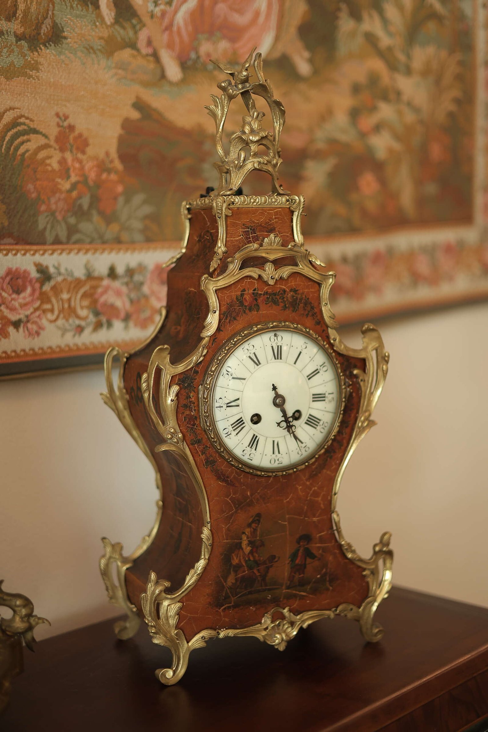 Antique French Vernis Martin Mantel Clock, Japy Frères Movement, c. 1880 – photo 3