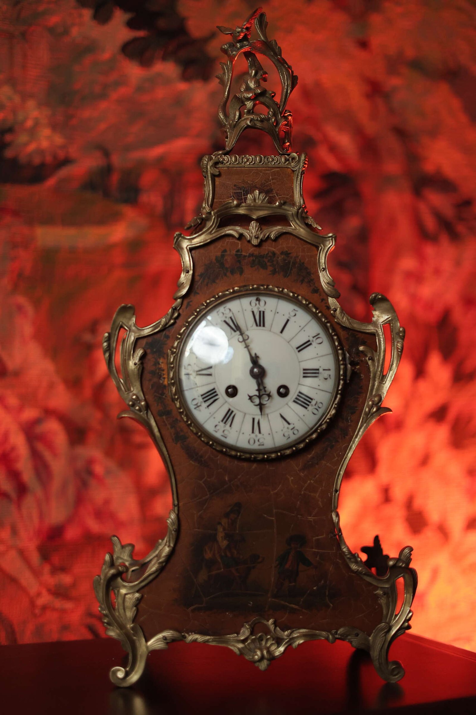 Antique French Vernis Martin Mantel Clock, Japy Frères Movement, c. 1880 – photo 6