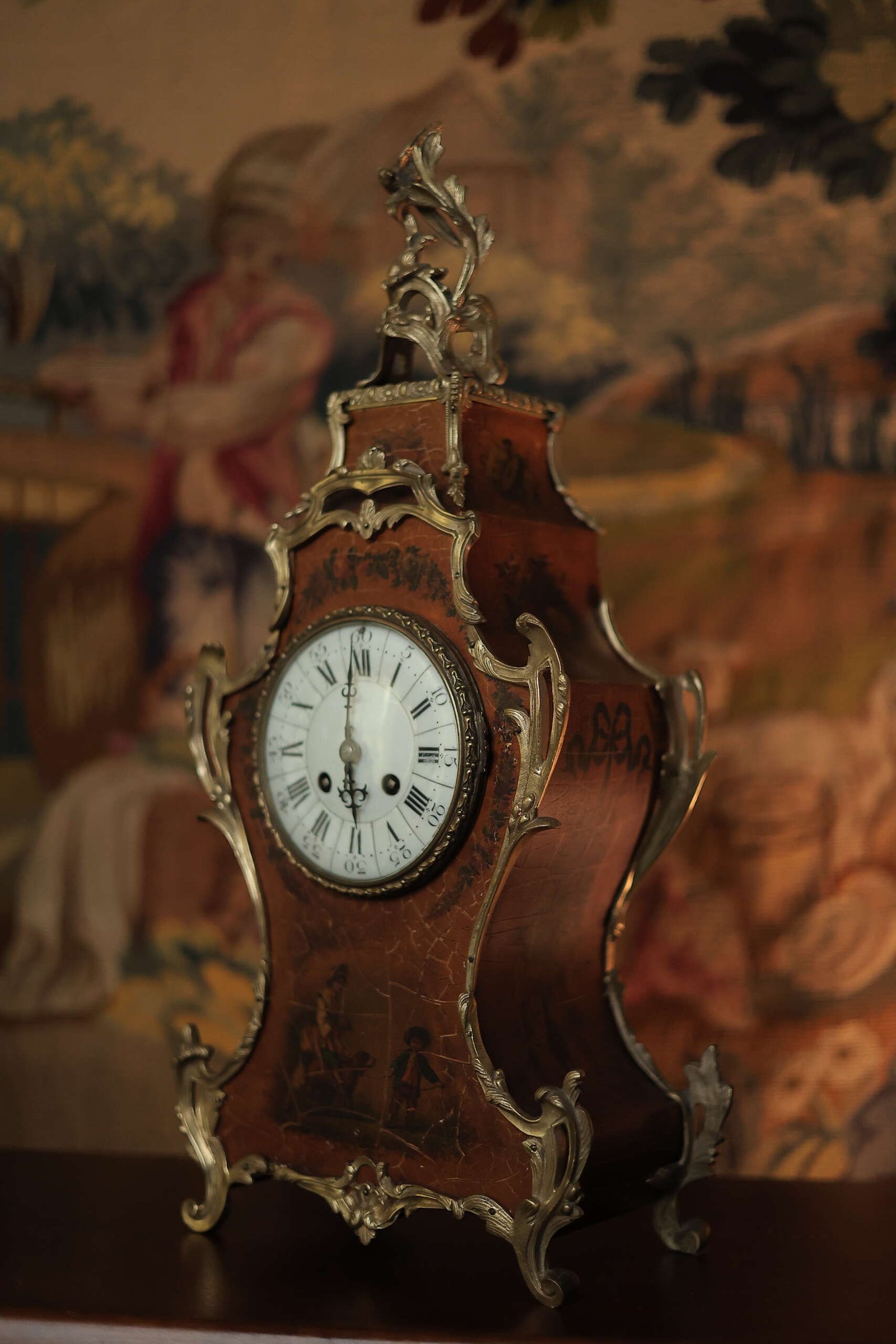 Antique French Vernis Martin Mantel Clock, Japy Frères Movement, c. 1880 – photo 7