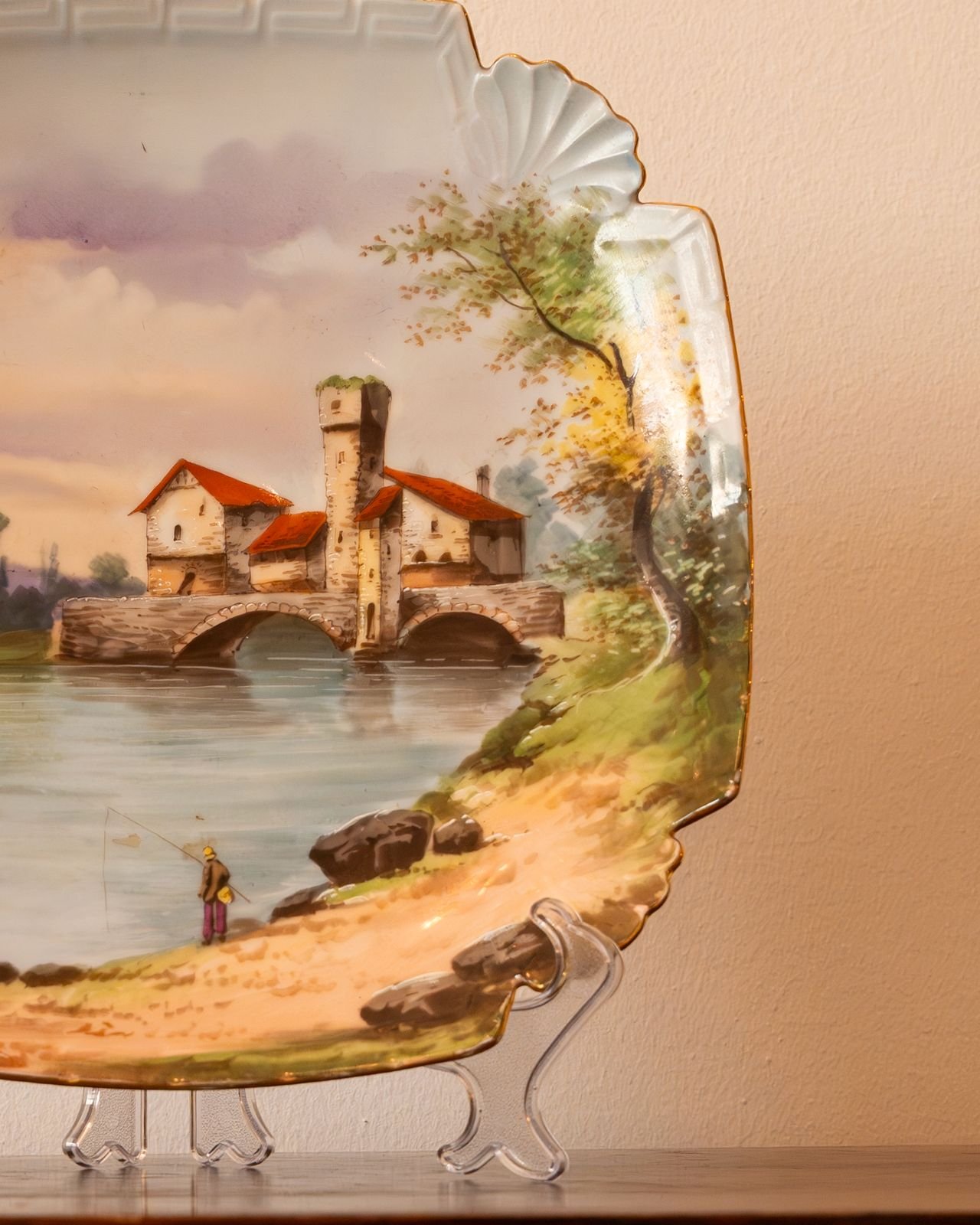 Pair of Antique Limoges Hand Painted Landscape Plates, Circa 1925 – French Porcelain Collectibles – photo 2