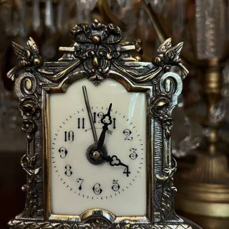 Japy Frères Silvered Bronze Boudoir Clock, circa 1878