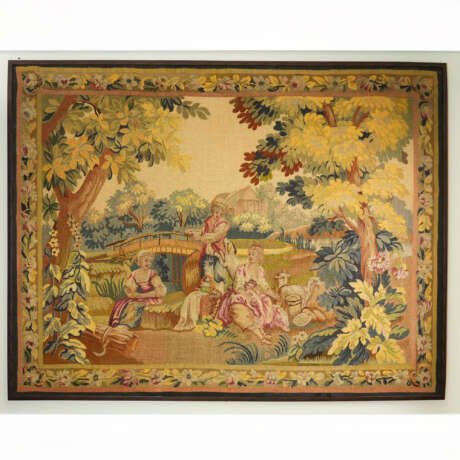 French Rococo Pastoral Tapestry — After François Boucher “Romance in the Country”, France, Late 19th Century (c. 1880–1889)