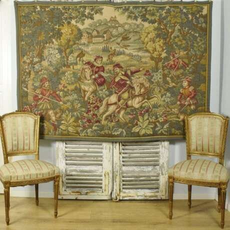 Large Vintage French Tapestry Wall Hanging, 17th Century Hunting Scene